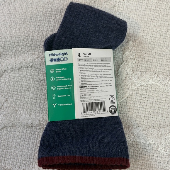 BOMBAS MERINO WOOL BLEND EVERYDAY COMPRESSION SOCKS BALTIC BLUE KNEE HIGH W S - Picture 6 of 7